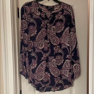 Lucky Brand Navy and Pink Paisley Blouse